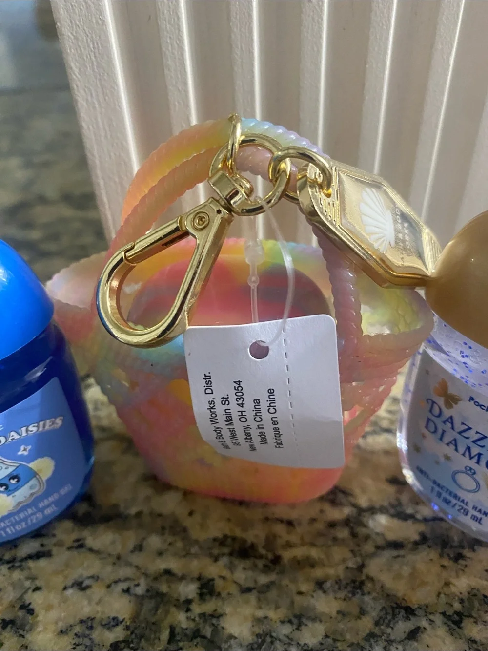 Bath & Body Works set - rainbow gel holder purse bag charm & 4 hand gels NWT